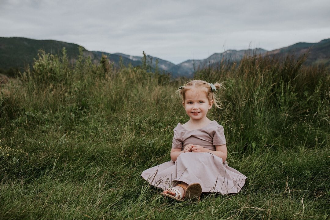 cute little girl in rocky mountain national park