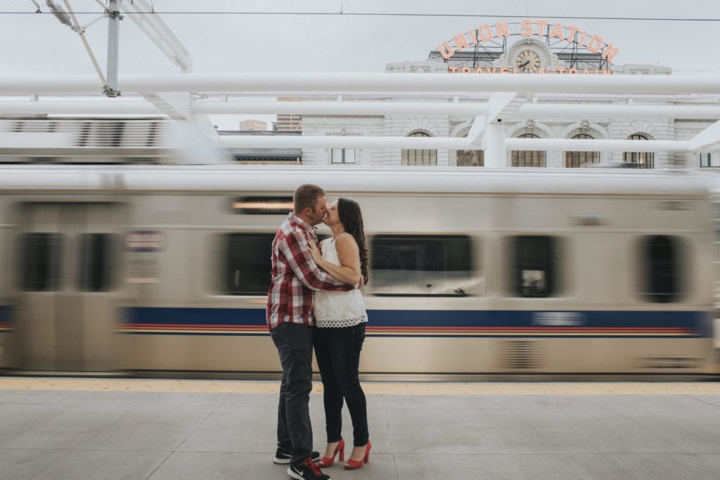 unoin station train engagement photography
