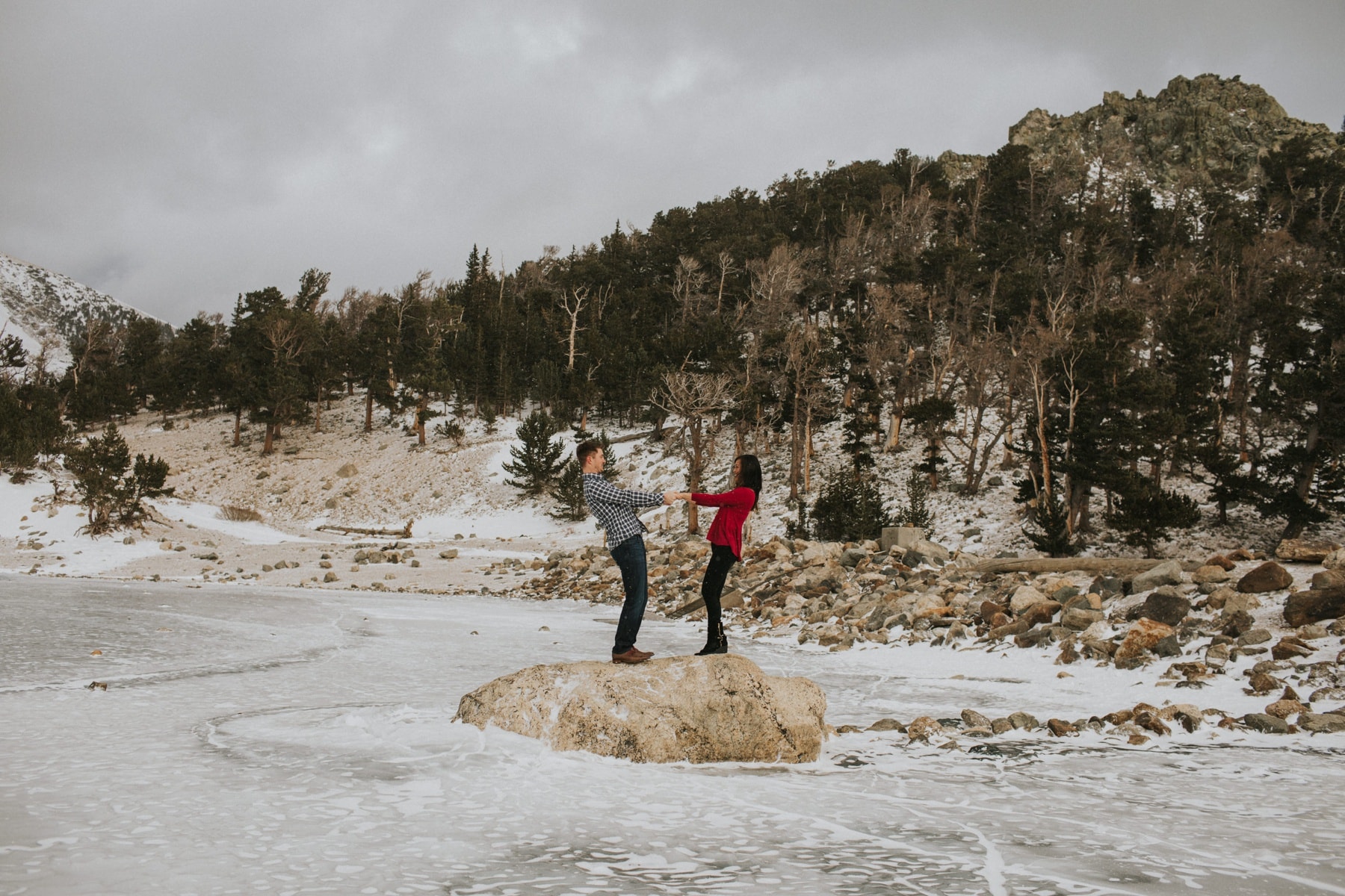 st. mary's glacier, winter engagement session, mountain winter engagement session, colorado adventure engagement session, windy winter engagement session, winter engagement session