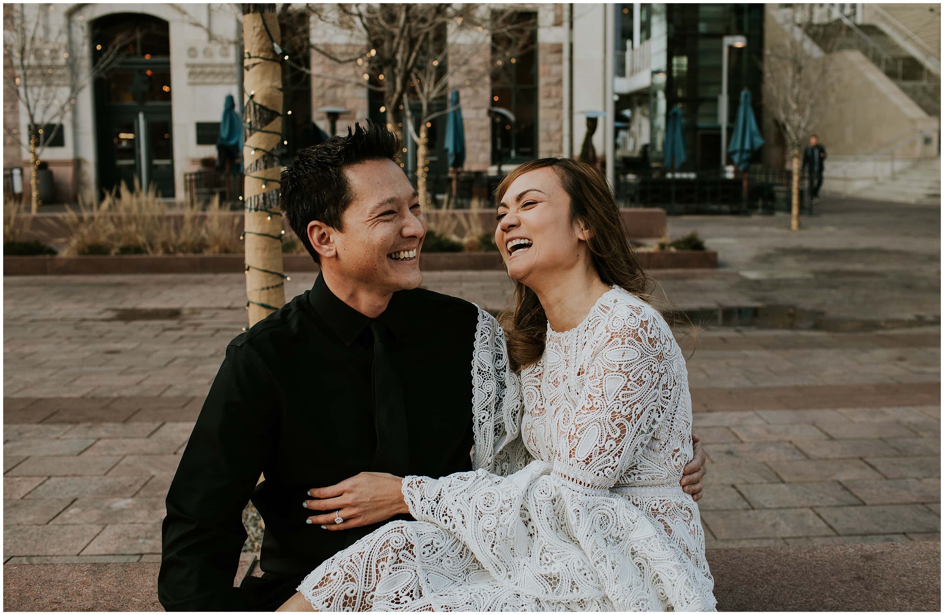 asian couple laughing